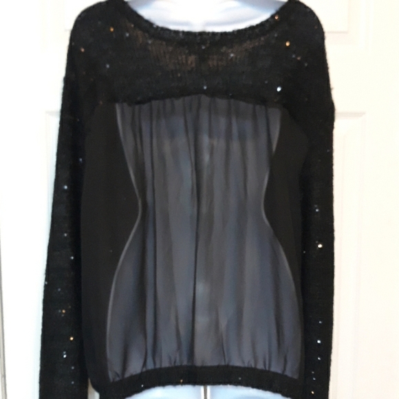 Decree black sequin sweater with sheer back - Picture 3 of 8